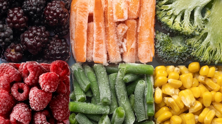 Бесплатный Фотография расположение замороженных продуктов, вид сверху