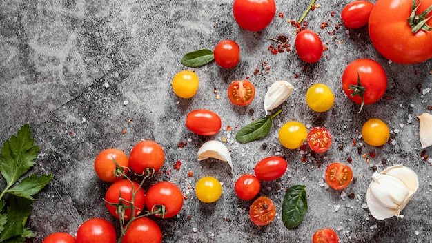 Foto gratuita disposizione vista dall'alto di cibo sano per aumentare l'immunità