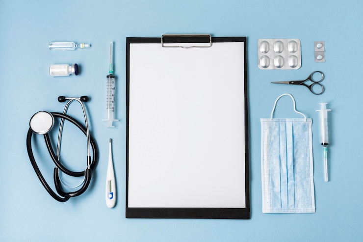 Free Photo top view arrangement of medical elements