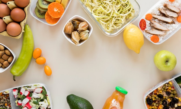 Top view arrangement nourishing meal