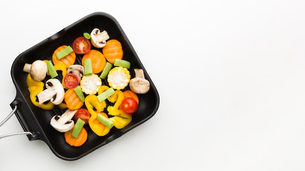 Top view arrangement of vegetables with copy space