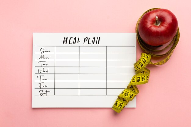 Top view arrangement with meal planner