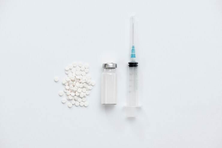 Free Photo top view arrangement with vaccine