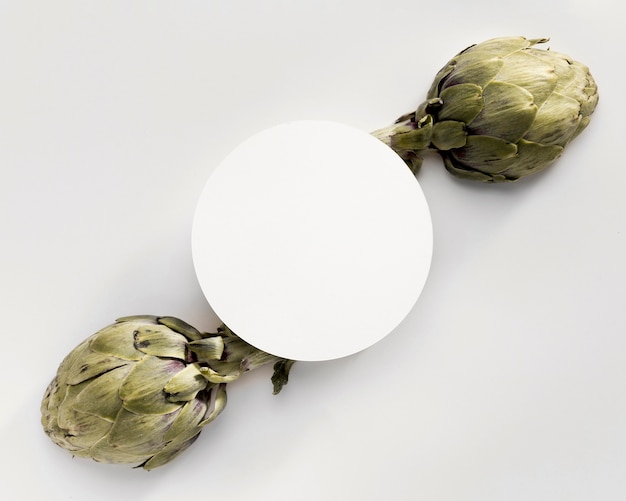 Free photo top view of artichoke with copy space