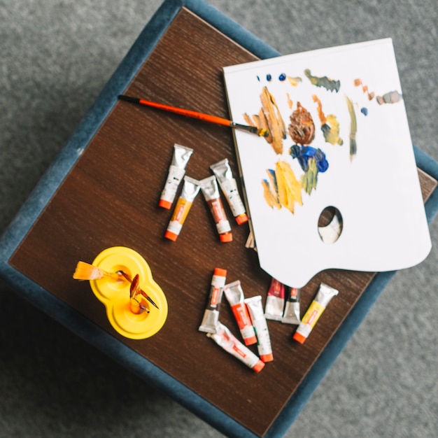 Top view of artists table