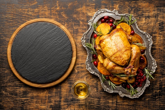 Top view assortment of christmas food