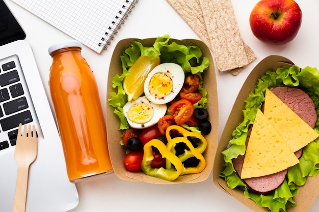 Top view assortment of different foods