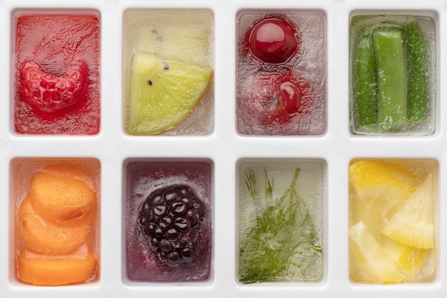 冷凍食品の上面図の品揃え