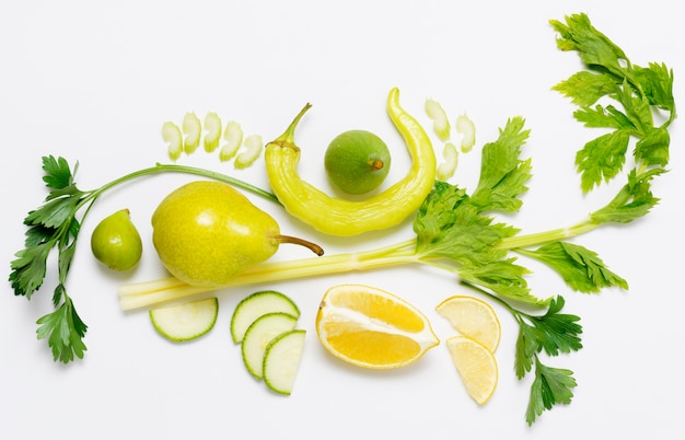 Top view assortment of fruits and vegetables