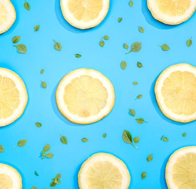 Top view assortment of lemon slices