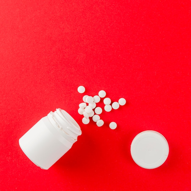 Top view assortment of medicine on the table