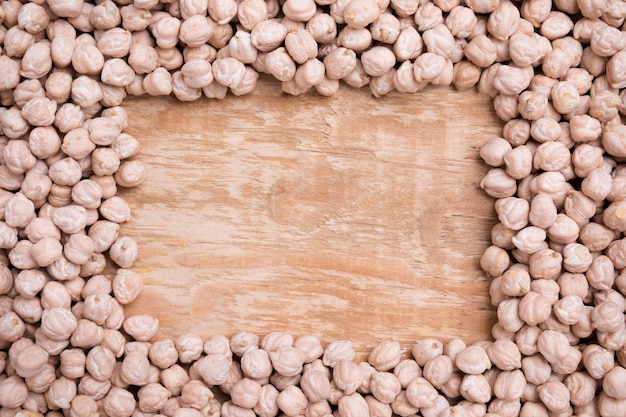 Top view assortment of organic chickpeas