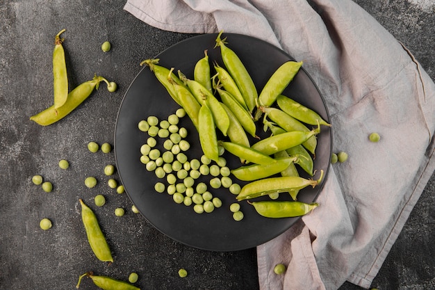 Top view assortment of peas