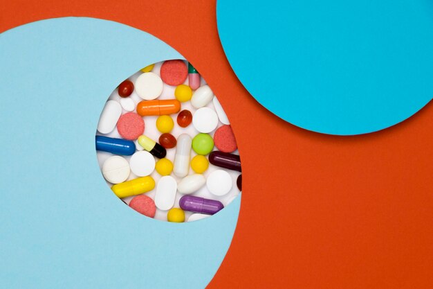 Top view of assortment of pills