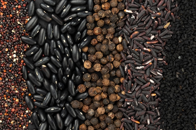 Free photo top view of assortment of spices and seeds