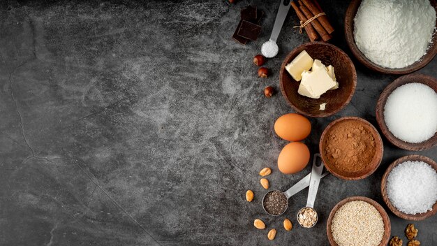 Top view assortment of tasty food