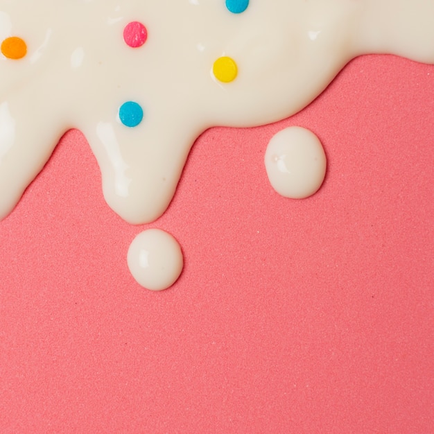 Free photo top view assortment with milk and cereal on pink background