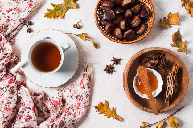 Top view autumn arrangement