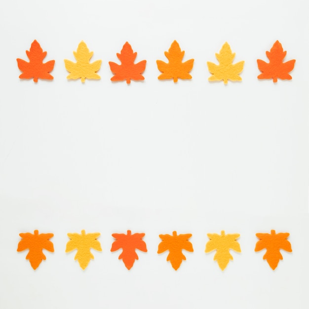 Top view autumn leaves with copy space