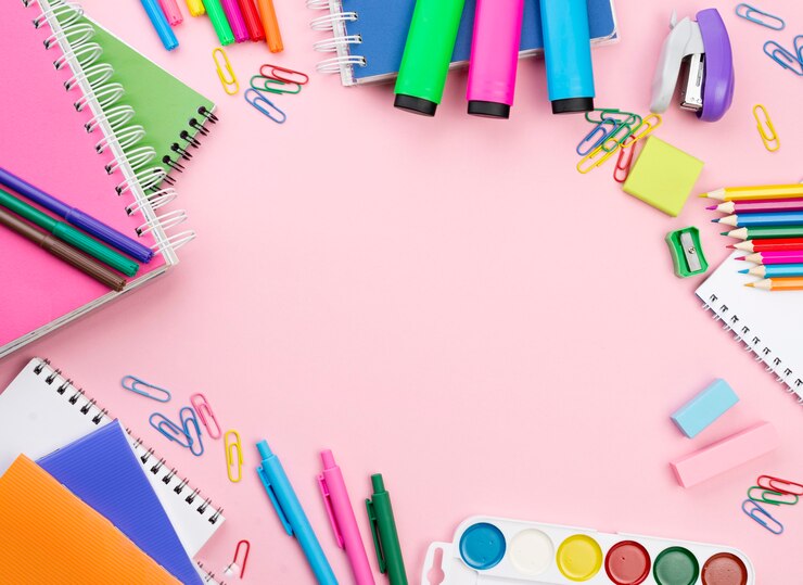 Free Photo top view of back to school essentials with notebooks