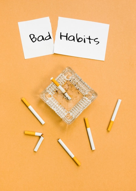Free photo top view of bad habit concept