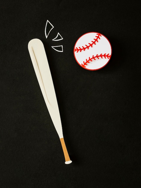 Free photo top view of baseball and bat