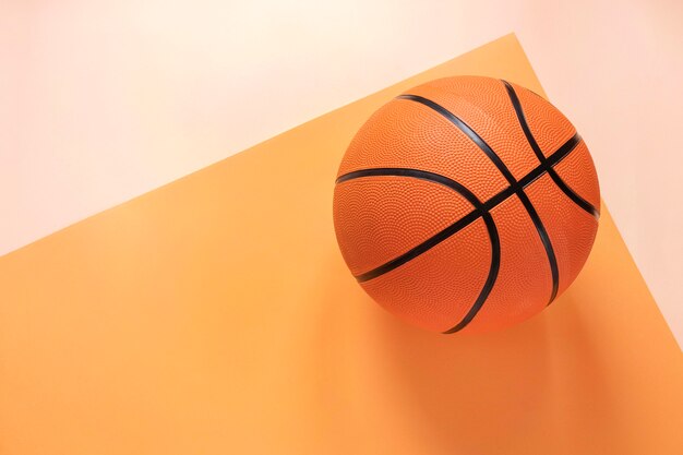 Top view of basketball with copy space