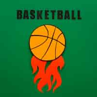 Free photo top view of basketball with flames