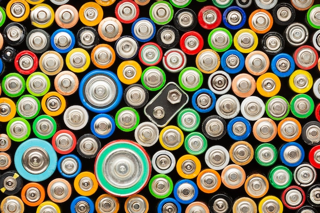 Top view battery pollution waste