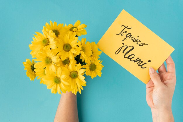 Top view beautiful arrangement for mother's day