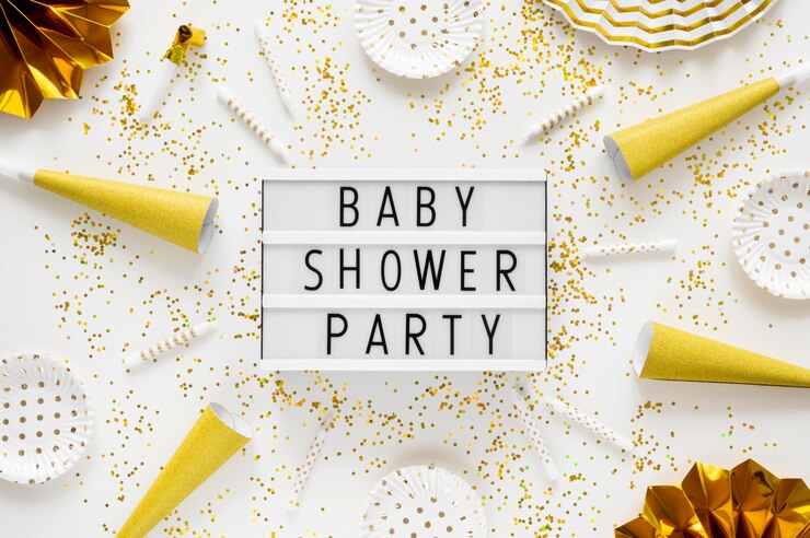 Free Photo top view of beautiful baby shower concept