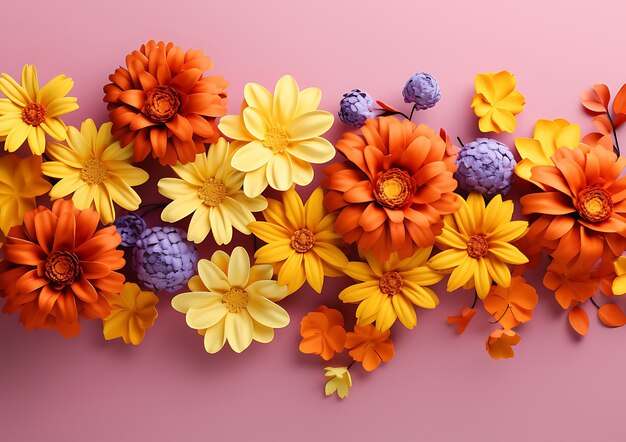 Top view beautiful flowers arrangement