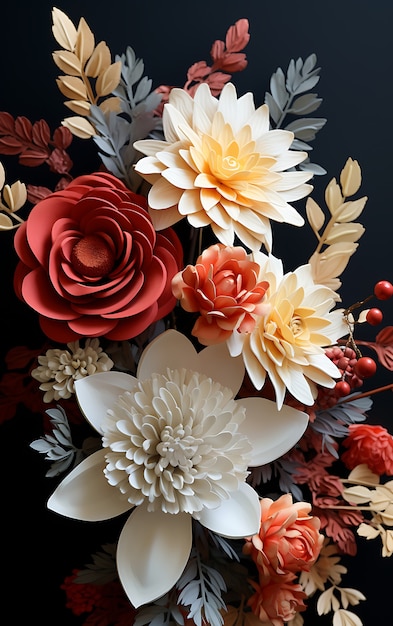 Free photo top view beautiful flowers arrangement