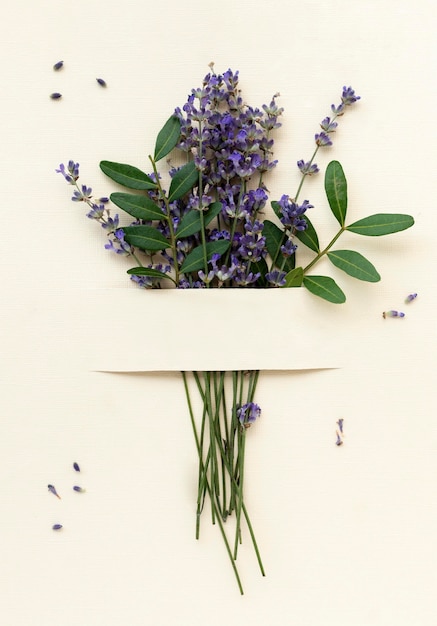 Top View Beautiful Lavender Bouquet