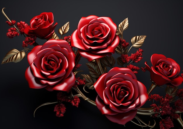 Free photo top view beautiful roses arrangement