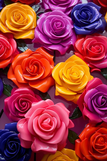 Free photo top view beautiful roses arrangement