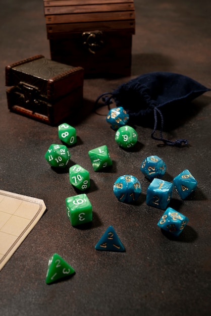 Roleplay game with dragons in dungeon. Yellow field dice Stock Photo by  ©paulzhuk 178871342