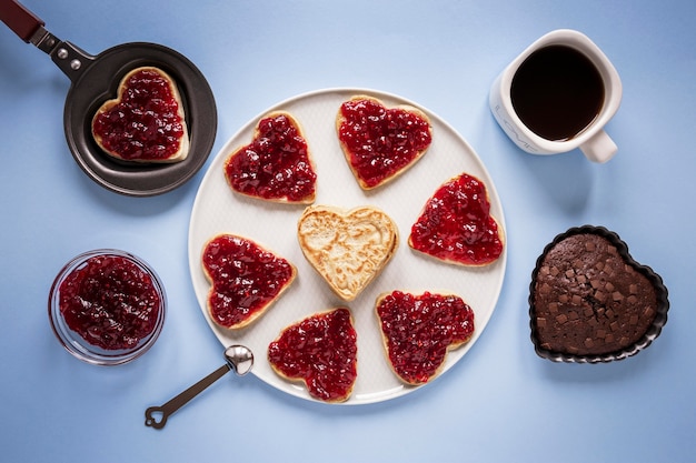 Free photo top view of beautiful valentine's day concept