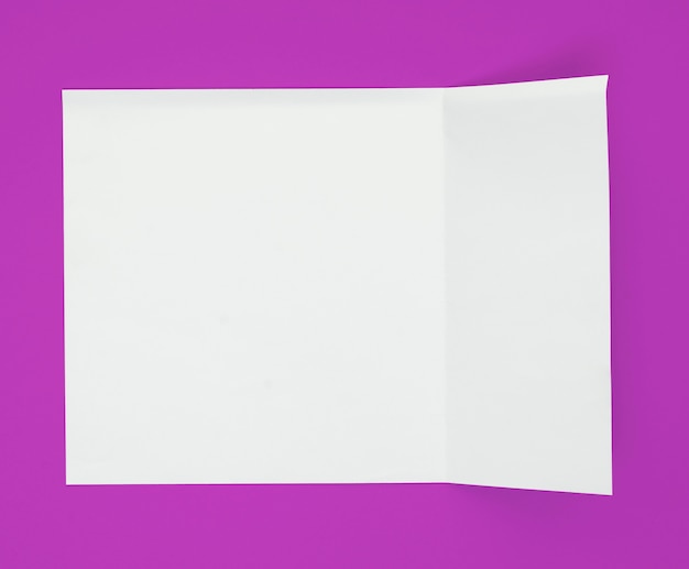 Top view of bent sheet of paper