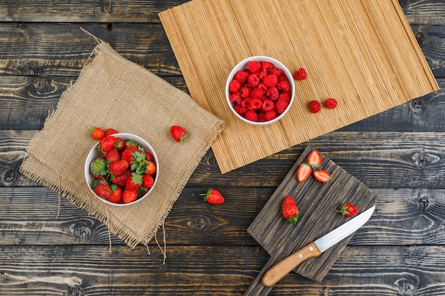 Top view of berries in bowls