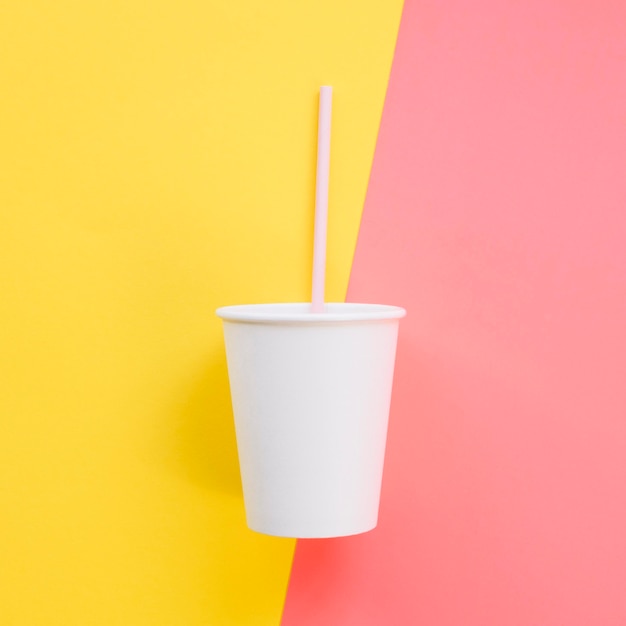 Top view beverage cup with straw