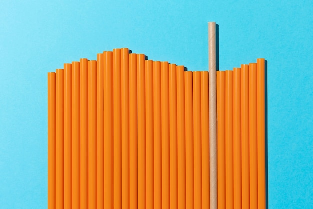 Free photo top view of biodegradable paper straws