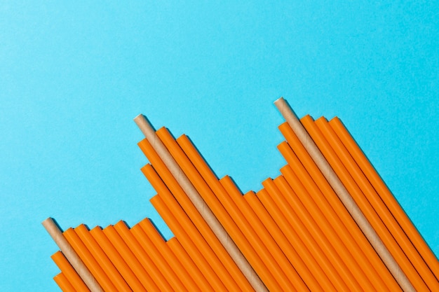 Top view of biodegradable paper straws