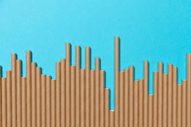 Top view of biodegradable paper straws