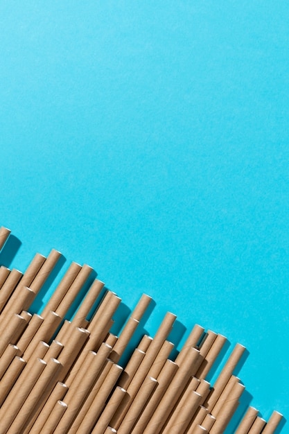 Top view of biodegradable paper straws