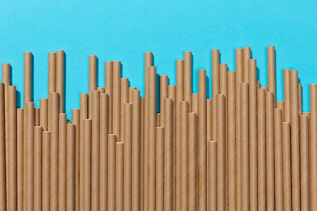 Free photo top view of biodegradable paper straws