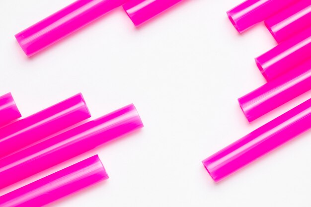 Top view biodegradable purple straws