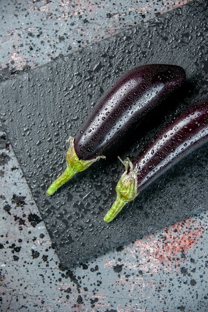 top view black eggplants on light surface food color fresh meal ripe salad vegetable dinner