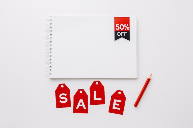 Top view black friday notepad mock-up