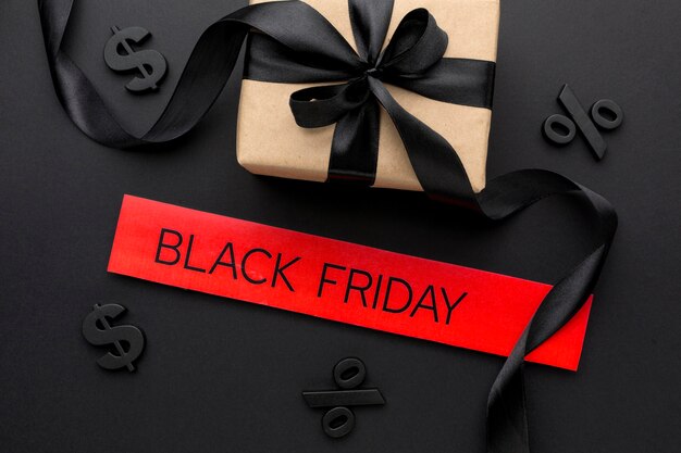 Top view black friday sales assortment with gifts